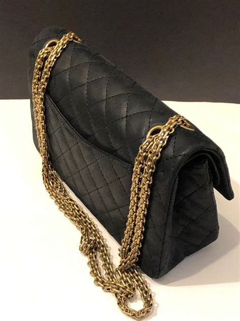 chanel large reissue black gold hardware|chanel 2.55 reissue bag.